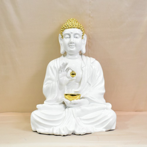 White Religious Idol of Lord Gautam Buddha Statue Big Size Idols Decorative Showpiece | Spirituals| Buddha | Home decor