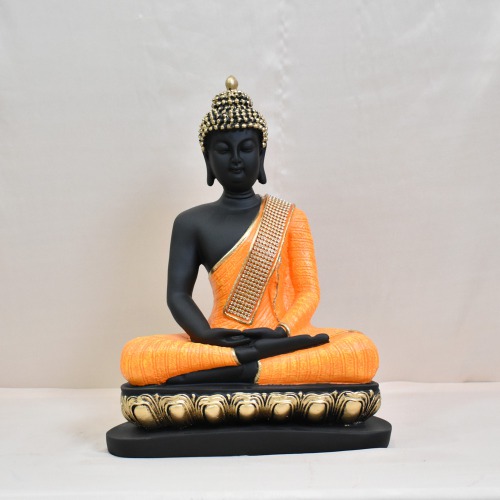 Small Statue Yellow Shal Diamond Work Antique Lord Buddha Handicraft Idol God Gautama Buddha Statue