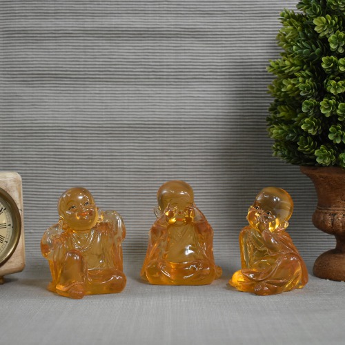 Polyfiber Gandhi Monk Set Of 3 Statue | Buddha Statue Monk| Figurine Home Decorative Showpiece