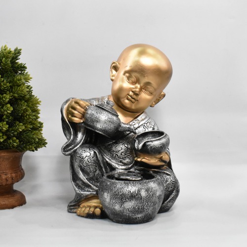 Silver Monk Buddha Showpiece | Statue Monk| Figurine Home Decorative Showpiece