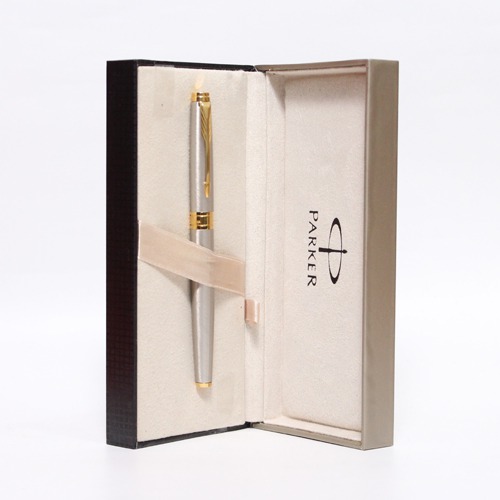 Parker Aster Brushed Metal Roller Ball Gold Trim Pen