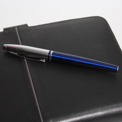 Calais Chrome & Blue Lacquer Rollerball Pen