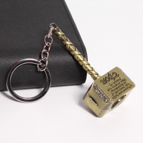 Thor Hammer Marvel Avengers Superhero Gold Metal Ring Key Chain