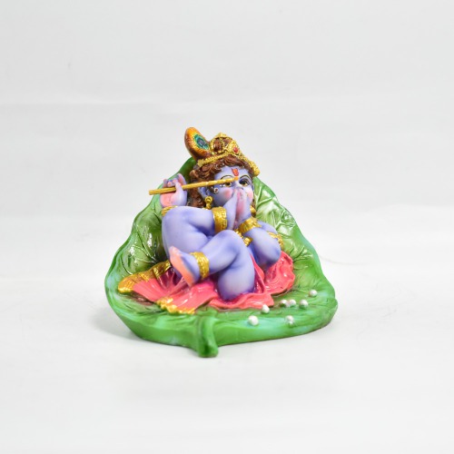 Bal Krishna Sleeping On Leaf Statue | Krishna Idol Statue Showpiece Murti for Home |Decor Your Home