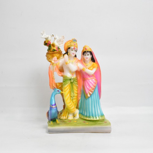 Fiber Radha Krishna Murti With Peacock And Birds Statue | Decor Your Home | Showpiece Figurines