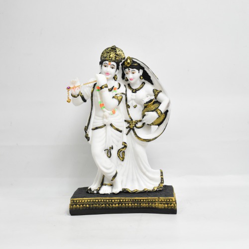 White Colour With Black Shed Radha Krishna Murti | Krishna Murti Statue Radha Krishna Love Couple Statue Idol