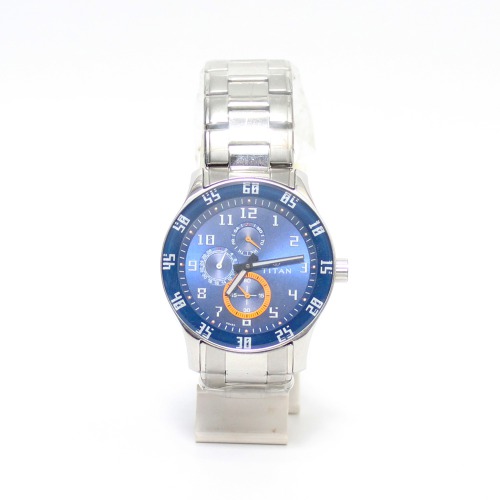 Titan Blue Dial Silver Stainless Steal Strap Watch | Watch for Men & Boys | Wrist Watches Metal for Men