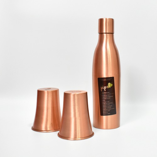 Pure Copper Water Bottle and 2 Glass