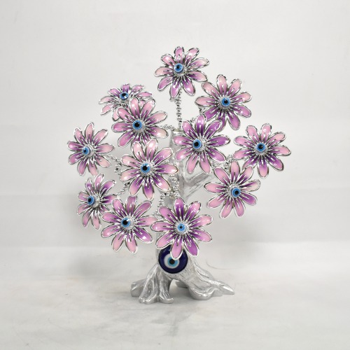 Evil Eye Silver Pink Flower Tree with Adjustable Branches Realistic Redis Flowers For Home Office Decoration