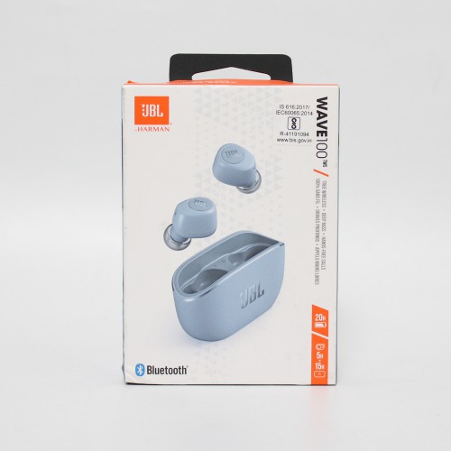 JBL Wave 100TWS Truly Wireless Bluetooth Earbuds, 20 hours of combined playback (Blue)