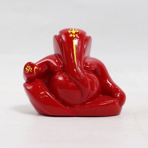 Lord Ganpati Idol For Car Dashboard Home & Office - Small Red And Orange | Spiritual | Ganesha Murti