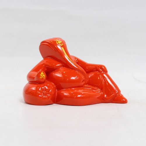 Lord Ganpati Ganesh Ganesha Idol For Car Dashboard Home & Office - Small Red And Orange