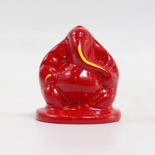 Lord Ganpati Modak Design Idol For Car Dashboard Home & Office - Small Red And Orange | Spiritual | Ganesha Murti