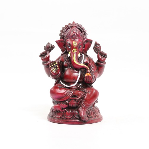 Big Size Ganesha With Mukut Mat Finish With Yellow Shed Idol for Car Dash Board Ganapti Statue