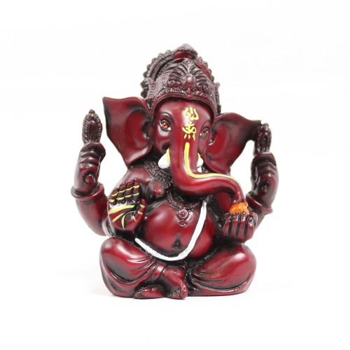 Ganesha With Mukut Mat Finish With Yellow Shed Idol for Car Dash Board Statue Ganpati Figurine God of Luck