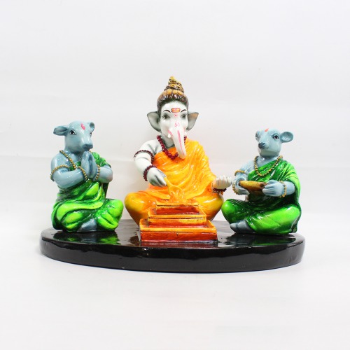 Ganesha Murti Idol Set Of Doing Pooja For Home Decoration Car | Hindu Idol Ganesha Statue Desktop Decor