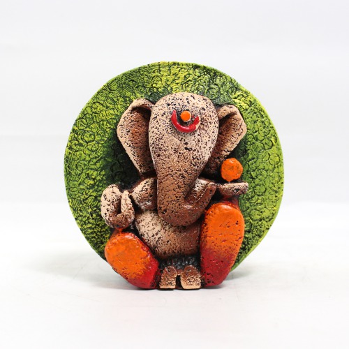 Orange And Green Rock Design Ganesha Statue | Home & Office | Spiritual | Ganesha Murti | Showpiece