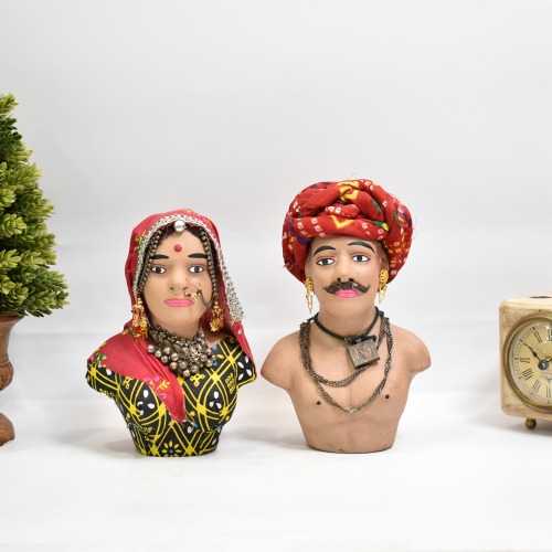 Clay Rajasthani Couple Figur, Rajasthani Village Bin Binni Couple, Antique Gift Item, Antique Art Work, Unique Home Decor Gift Item