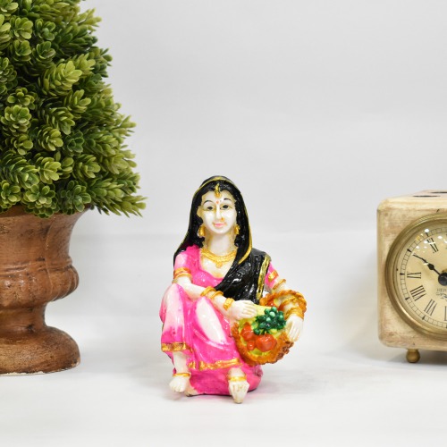 Black and Pink Rajasthani Lady Decorative Showpiece