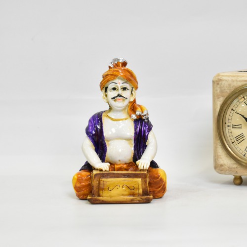 Rajasthani Man Playing Harmonium Handcrafted Decorative Polyresin Showpiece Decorative Showpiece