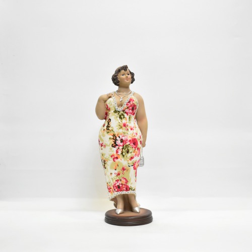 Resin Elegant Fat Lady in Dress Standing Collectable Figurine | Sculpture Resin Desktop Decor