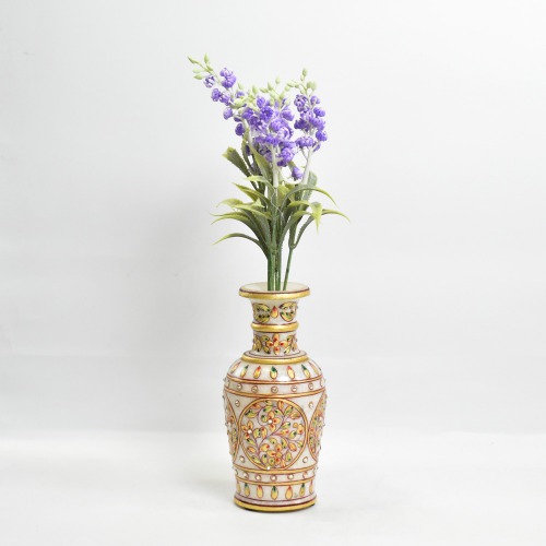 Marble Painted Flower Vase l Pot Decorative Showpiece 6 Inch Multicoloured | Showpiece Vases for Home Decoration