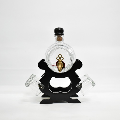 Glass Barrel Decanter & 6 Shot Glasses