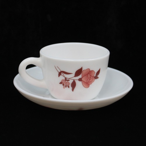 White Ceramic Flower Design Tea Cup And Saucer Set For Tea | Green Tea Or Coffee 6 Piece Of Cup And Saucer