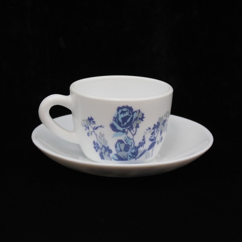 White Ceramic Printed  Blue Flower Design Tea Cup And Saucer 6 Piece  Set For Tea | Green Tea Or Coffee