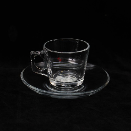 Superb Crystal Clear Solid Glass Tea Cup With Saucer | Tea Cup With Handle - 6 Cup and 6 Saucer