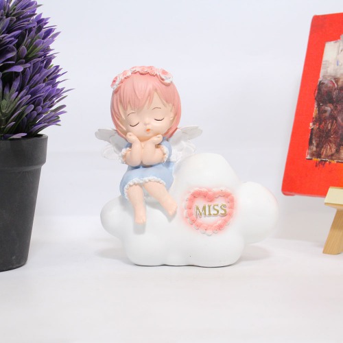 Angle Girl Sitting On Cloud Statue | Statue Figurines for Home Decor Outdoor Entrance Living Room Decoration