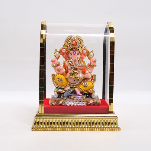 Moti And Diamond Studded Mukut Ganesha Murti | Ganesha Murti | Ganesha | Statue For Living Room