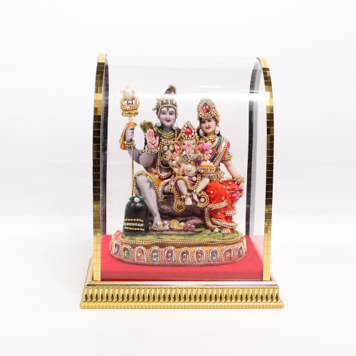 Shiva Parvati Ganesh Idol Shiv Parivar Murti Statue Sculpture - Hindu Lord Shiva Idols Family Sitting Showpiece