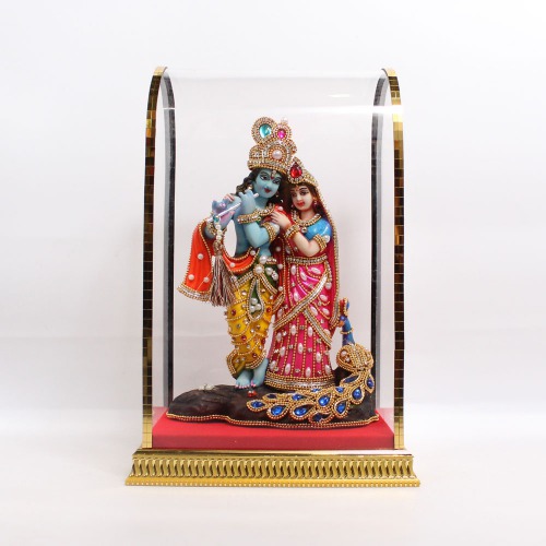 Radha Krishna With Peacock Cabinet Murti | Statue For Living Room | showpiece | Showpieces In Home | Car Dashboard