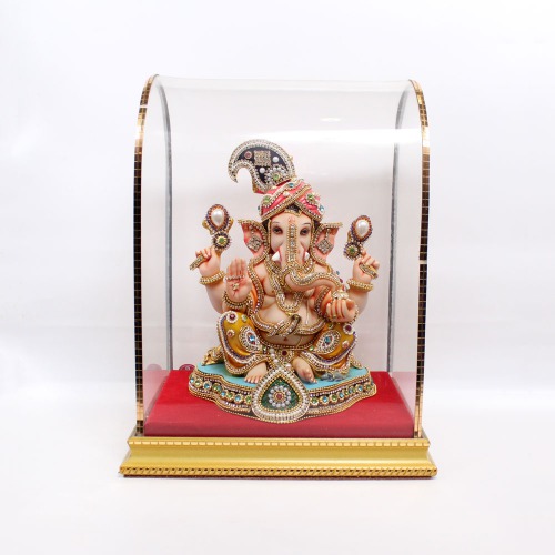 Stone Work Feta Cabinet Ganapti Murti | Ganesha Idols For Home Decor | Ganesha Idol | Ganesha ji ki Murti