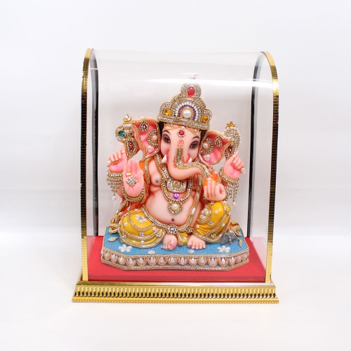 Diamond And Moti Stone Work Ganesha Murti | Statue For Living Room | showpiece | Showpieces In Home