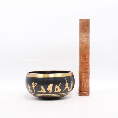 Singing Bowl | Tibetan Buddhist Prayer Instrument with Wooden Stick | Meditation Bowl | Music Therapy (Brown)