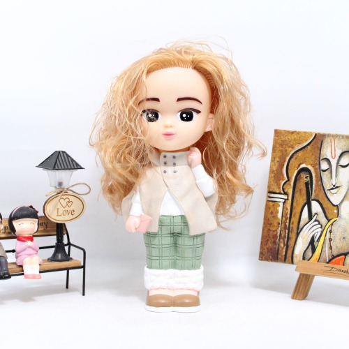 Standing Long Hair Girl Doll Shaped Money Saving Bank Toy for Kids | Showpiece | Decor | Kids | Piggy Bank