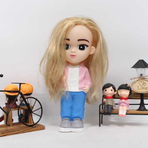 Long Hair Girl Doll Money Saving Bank Toy for Kids | Pink Blue | Showpiece | Decor | Kids | Piggy Bank