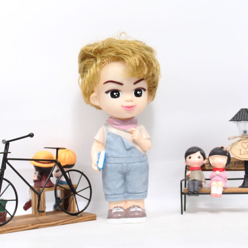 Short Hair Boy With Book Doll Money Saving Bank Toy for Kids | Blue | Showpiece | Decor | Kids | Piggy Bank