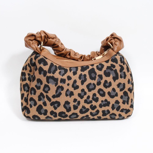 Leopard Baguette Ruched Shoulder Hand Bag For Women