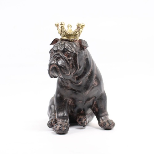 Bull Dog With Crown Bronze Showpiece For Home Decor