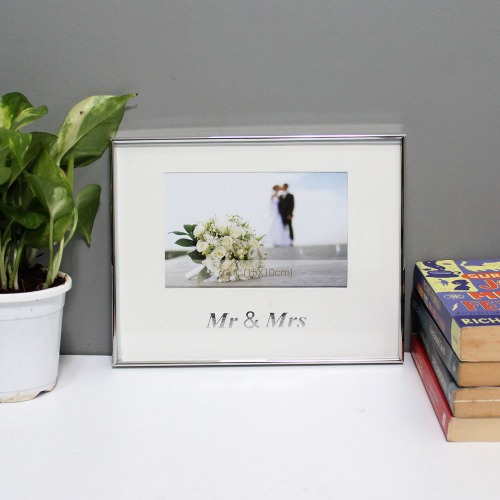 White Metal Mr. and Mrs. Photo Frame For Someone Special