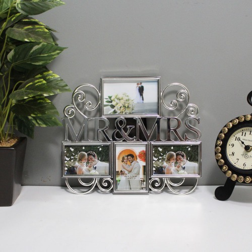 Silver Metal Mr. and Mrs. Multiple Photo Frame For Your Special One