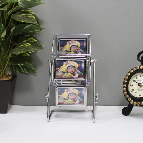 Unique Metal Double Sided Rotating Wheel Photo Frame Foe Home Decor| Multiple Photo Frame