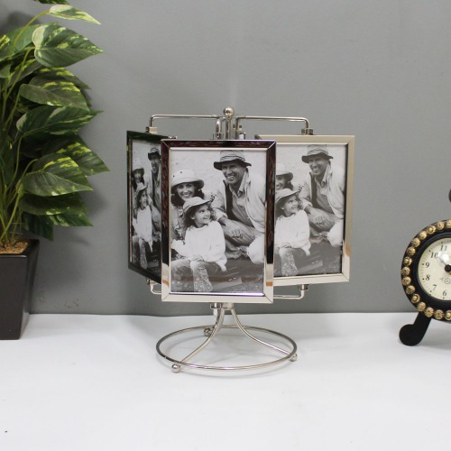 Stainless Steel Rotating Photo Frame For Home Decor | Multiple Photo Frame