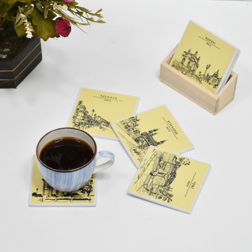 Mumbai India Tea Coffee Coaster Set - Home Decor Handicrafts | Home Decor | Home Decorative | Showpiece