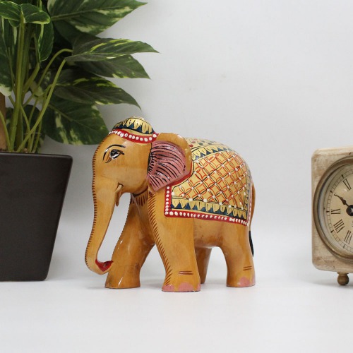 Multi colour Wooden Elephant Showpiece Figurine Home Decor Gift Showpiece Decorative Showpiece