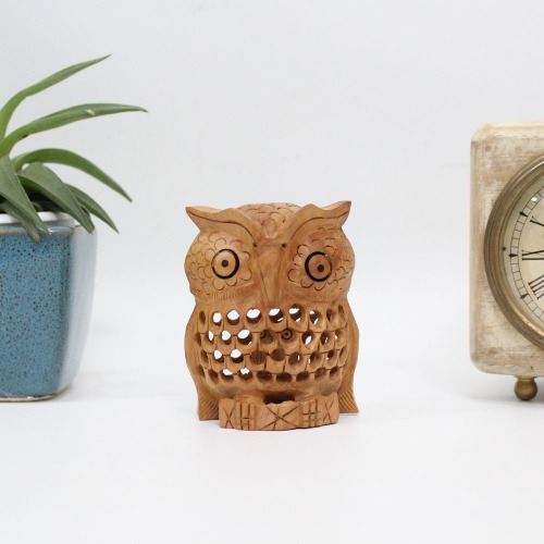 Handicraft Wooden Netted Owl showpiece for Home and Office Decoration Items I Home Decor Items