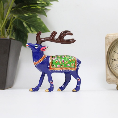 Meenakari Metal Hand Painted Deer Enamel Work Showpiece 5